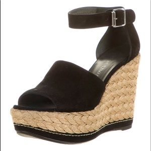 Stuart Weitzman black suede espadrilles.